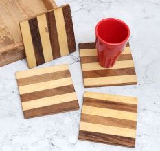 Modern Handcrafted Premium Wooden Coasters - Pack of 4