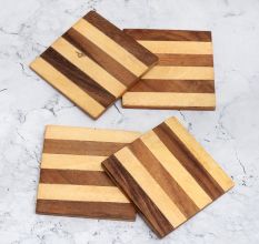 Modern Handcrafted Premium Wooden Coasters - Pack of 4