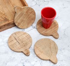 Antique Brown Handmade Wooden Coasters - Pack of 4