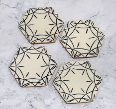 Black and White Handmade Wooden Coasters - Pack of 4