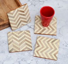 Square Shaped Wooden Coasters - Pack of 4