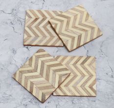 Square Shaped Wooden Coasters - Pack of 4