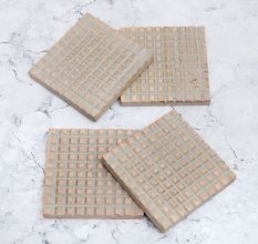 Gray Dotted Wooden Coasters for Home & Office - Pack of 4