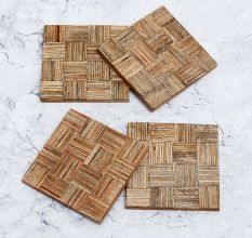 Stylish Brown Coloured Wooden Coasters - Pack of 4