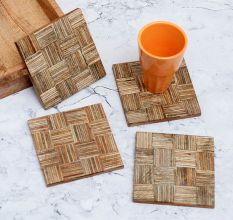 Stylish Brown Coloured Wooden Coasters - Pack of 4