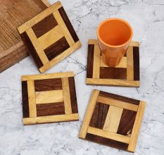 Handmade Square Wooden Coasters - Pack of 4