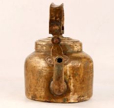 Vintage Indian Brass Kettle with Lid & Handle