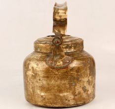 Vintage Indian Brass Kettle with Lid & Handle