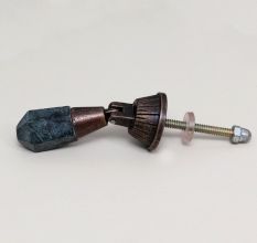 Dark Finish Teardrop Drawer Knob Made of Stone and Metal