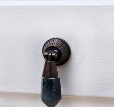 Dark Finish Teardrop Drawer Knob Made of Stone and Metal