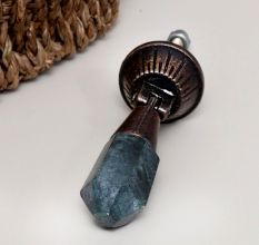 Dark Finish Teardrop Drawer Knob Made of Stone and Metal
