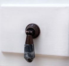Dark Stone and Metal Teardrop Knob for Wardrobe and Cupboard