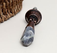 Dark Stone and Metal Teardrop Knob for Wardrobe and Cupboard