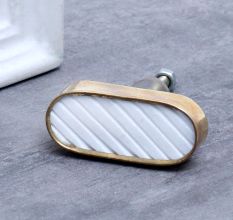 White Stone and Golden Metal Knob for Home & Office