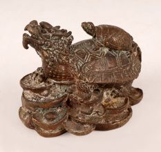 Handmade Brass Turtle Statue in Chinese Art