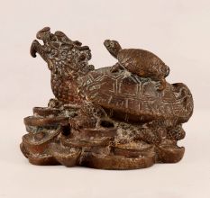 Handmade Brass Turtle Statue in Chinese Art