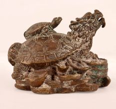 Handmade Brass Turtle Statue in Chinese Art