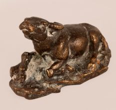 Handcrafted Brown Ox Statue Made of Brass