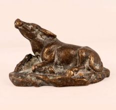 Handcrafted Brown Ox Statue Made of Brass