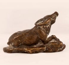Handcrafted Brown Ox Statue Made of Brass
