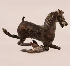 Vintage Brass Running Horse Statue in English Art