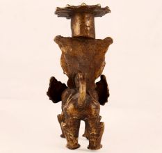 Vintage Brass Chinese Lion Statue Candle Holder
