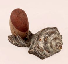 Vintage Brass Shell with Lingam for Home Decor