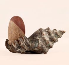Vintage Brass Shell with Lingam for Home Decor