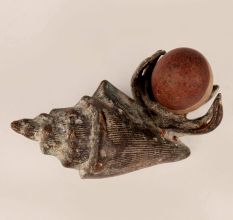 Vintage Brass Shell with Lingam for Home Decor