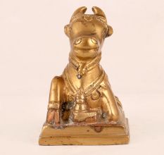 Golden Brass Nandi Statue for Prayer Room