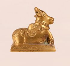Golden Brass Nandi Statue for Prayer Room