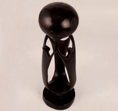 Handmade Dark Brown Wooden Statue in African Art