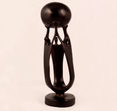 Handmade Dark Brown Wooden Statue in African Art
