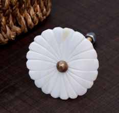 White Flower Shaped Cabinet Knob Made of Mother of Pearl
