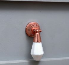 Teardrop White Door Knob Made of Stone and Metal