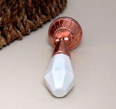 Teardrop White Door Knob Made of Stone and Metal