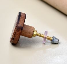 Handmade Wooden Dresser Knob in Black and Brown Finish