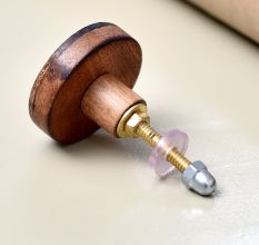 Handmade Wooden Dresser Knob in Black and Brown Finish