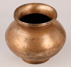 Antique Brown Brass Water Pot for Hindu Rituals