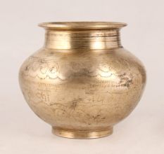 Premium Brass Engraved Water Pot for Decoration