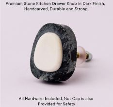 Handcrafted Stone Kitchen Drawer Knob in Dark Finish