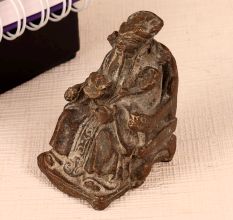 Antique Brown Brass Chinese God Statue for Decor