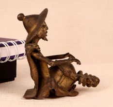 Handmade Brass Statue of Man Playing Drum for Decor