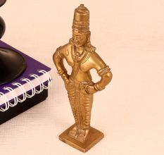 Handcrafted Golden Brass Lord Vitthal Statue for Worship