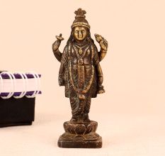 Lord Vishnu Brass Statue in Antique Brown Finish