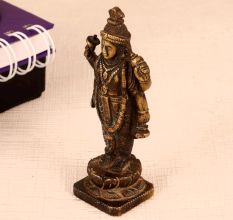 Lord Vishnu Brass Statue in Antique Brown Finish