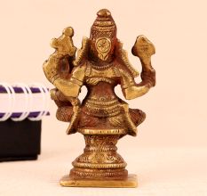 Antique Brown Lord Vishnu with Lakshmi Brass Statue