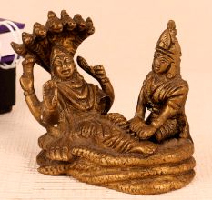 Handmade Lord Vishnu Resting on Sheshnag Brass Statue
