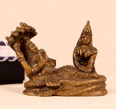 Handmade Lord Vishnu Resting on Sheshnag Brass Statue