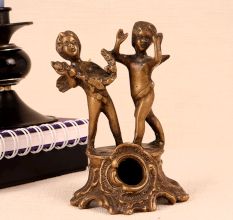 Vintage Brass Statue of Two Angels in English Art